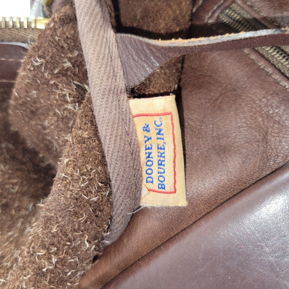 Vintage Dooney & Bourke Hobo Sac Bag Medium Brown Leather Shoulder Slouchy USA - Picture 10 of 14